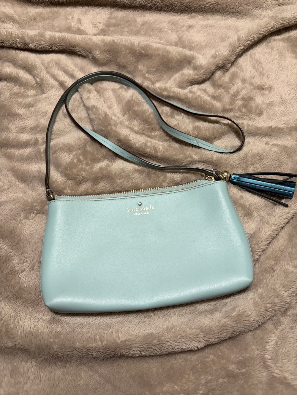 kate spade Light Blue Leather Crossbody with Tassel